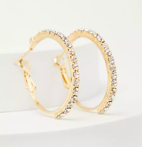 Golden Diamante Hoop Earrings